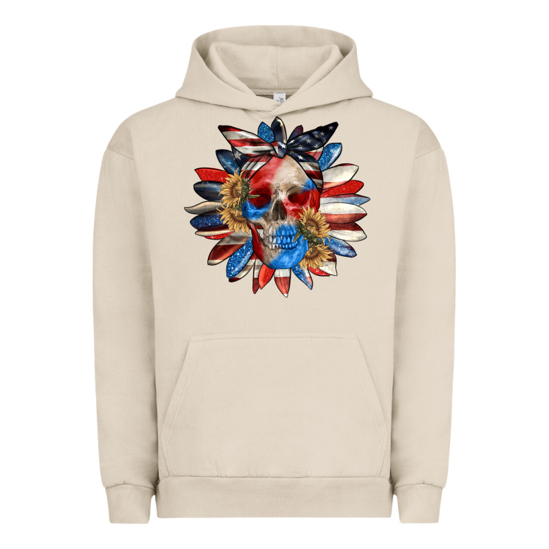 4th Of July Sunflower Skull 4th Of July Urban Hoodie by CowGirlArtShop | Teevron