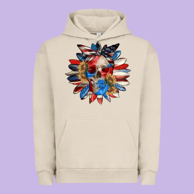 4th Of July Sunflower Skull 4th Of July Urban Hoodie Designed By Cowgirlartshop