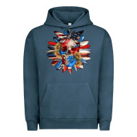 Pigment Midnight Navy 4th of July sunflower skull 4th of july Urban Hoodie - CowGirlArtShop