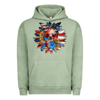 Pigment Oil Green 4th of July sunflower skull 4th of july Urban Hoodie - CowGirlArtShop