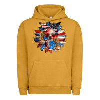 Pigment Peanut Butter 4th of July sunflower skull 4th of july Urban Hoodie - CowGirlArtShop