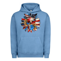 Pigment Pebble Blue 4th of July sunflower skull 4th of july Urban Hoodie - CowGirlArtShop