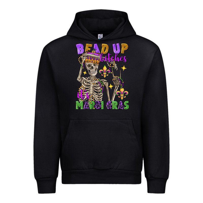 Bead Up Bitches It's Mardi Gras Skeleton Urban Hoodie by FaDigitalArtStudio | Teevron