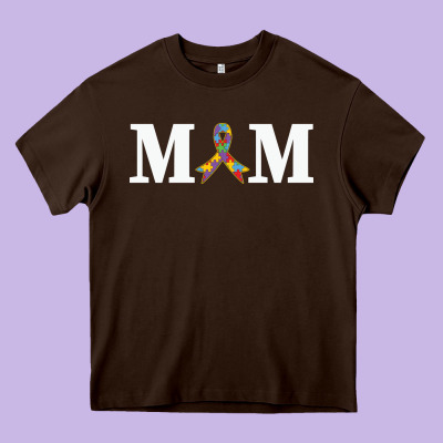 Lil Autism Mom Heavy Core Tee Designed By Cowhidedigitalart