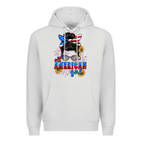 Dove Grey All American girl 4th of July Premium Hoodie - CowGirlArtShop