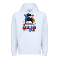 White All American girl 4th of July Premium Hoodie - CowGirlArtShop