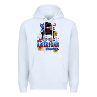 White All American Mama 4th of July Premium Hoodie - CowGirlArtShop