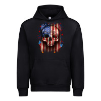 Black 4th of July skull American flag Urban Hoodie - Neo Western