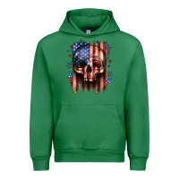 Emerald 4th of July skull American flag Urban Hoodie - Neo Western