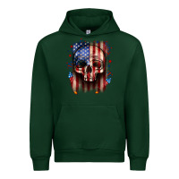Forest Green 4th of July skull American flag Urban Hoodie - Neo Western