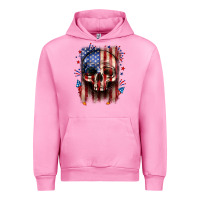Fuchsia Pink 4th of July skull American flag Urban Hoodie - Neo Western