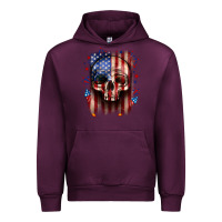 Mauve Wine 4th of July skull American flag Urban Hoodie - Neo Western