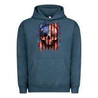 Pigment Midnight Navy 4th of July skull American flag Urban Hoodie - Neo Western