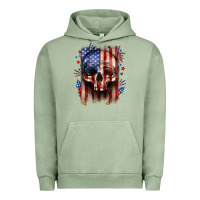 Pigment Oil Green 4th of July skull American flag Urban Hoodie - Neo Western