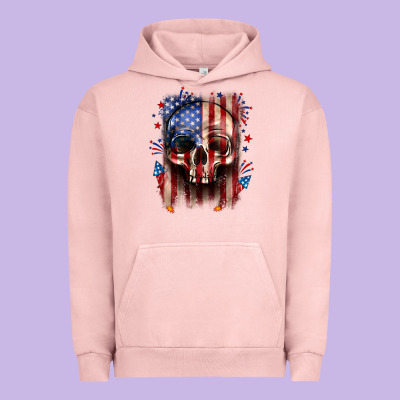 4th Of July Skull American Flag Urban Hoodie Designed By Neo Western