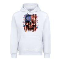 White 4th of July skull American flag Urban Hoodie - Neo Western
