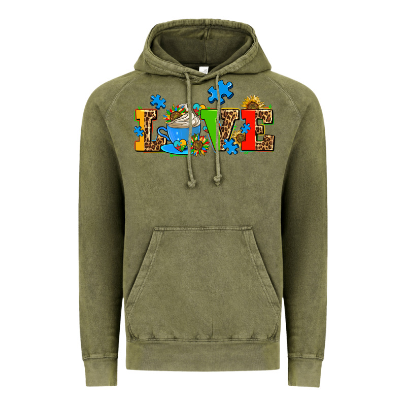 Autism Coffee Cup With Sunflower Vintage Hoodie by AdoDesignShop | Teevron
