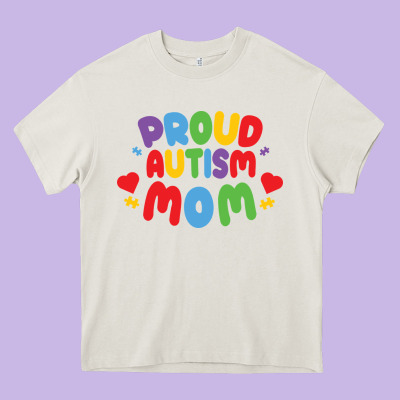 Lil Autism Mom Heavy Core Tee Designed By Cowhidedigitalart