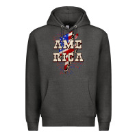 Charcoal Heather America 4th of July Premium Hoodie - CowGirlArtShop