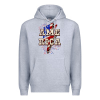 Heather Grey America 4th of July Premium Hoodie - CowGirlArtShop