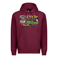 Burgundy I Run On Coffee And Christmas Cheer Premium Hoodie - CowhideDigitalArt