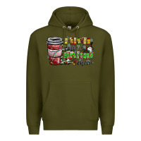 Army Green I Run On Coffee And Christmas Cheer Premium Hoodie - CowhideDigitalArt