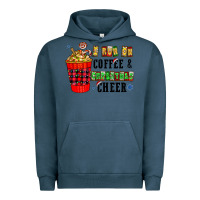 Pigment Midnight Navy I Run On Coffee & Christmas Cheer Urban Hoodie - CowhideDigitalArt