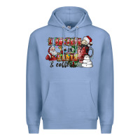 Colony Blue I Believe In Santa And Coffee Premium Hoodie - CowhideDigitalArt