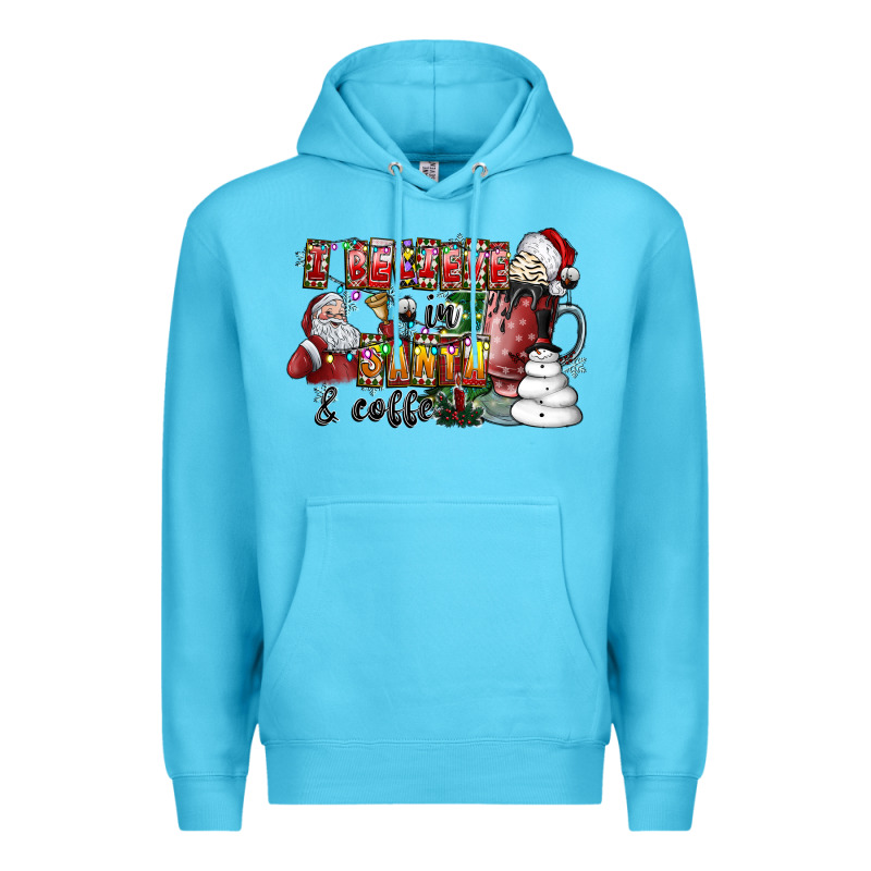 I Believe In Santa And Coffee Premium Hoodie by CowhideDigitalArt | Teevron