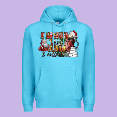 I Believe In Santa And Coffee Premium Hoodie Designed By Cowhidedigitalart