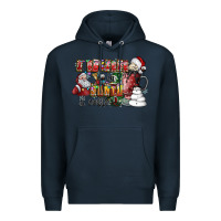 Navy I Believe In Santa And Coffee Premium Hoodie - CowhideDigitalArt