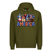 Army Green America gnomes 4th of July Premium Hoodie - CowGirlArtShop