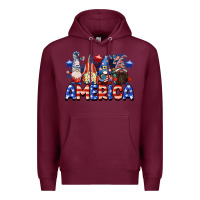 Burgundy America gnomes 4th of July Premium Hoodie - CowGirlArtShop