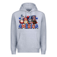 Heather Grey America gnomes 4th of July Premium Hoodie - CowGirlArtShop