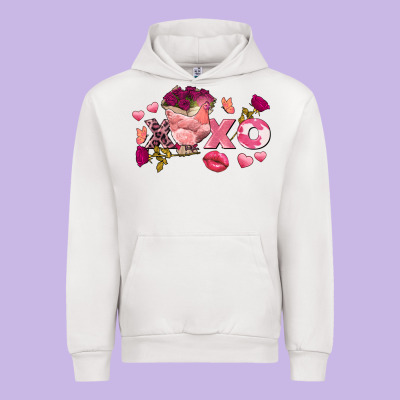 Chicken Valentine's Day Xoxo Urban Hoodie Designed By Fadigitalartstudio