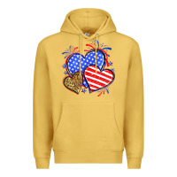 Antique Gold American flag leopard hearts Premium Hoodie - Neo Western