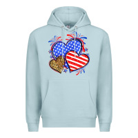 Blue Mist American flag leopard hearts Premium Hoodie - Neo Western