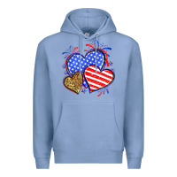 Colony Blue American flag leopard hearts Premium Hoodie - Neo Western