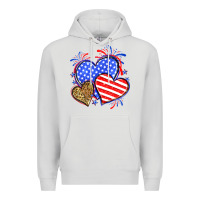 Dove Grey American flag leopard hearts Premium Hoodie - Neo Western