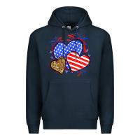 Navy American flag leopard hearts Premium Hoodie - Neo Western