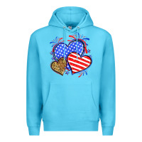 Ocean Blue American flag leopard hearts Premium Hoodie - Neo Western