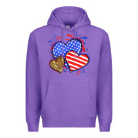 Purple American flag leopard hearts Premium Hoodie - Neo Western