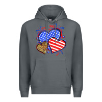 Rock American flag leopard hearts Premium Hoodie - Neo Western