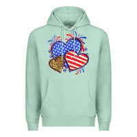 Seafoam American flag leopard hearts Premium Hoodie - Neo Western