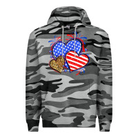 Slate Camo American flag leopard hearts Premium Hoodie - Neo Western