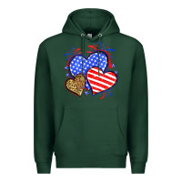 Sports Green American flag leopard hearts Premium Hoodie - Neo Western