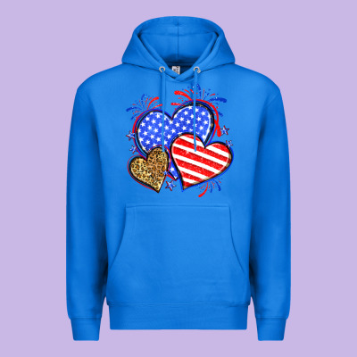 American Flag Leopard Hearts Premium Hoodie Designed By Neo Western