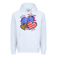 White American flag leopard hearts Premium Hoodie - Neo Western