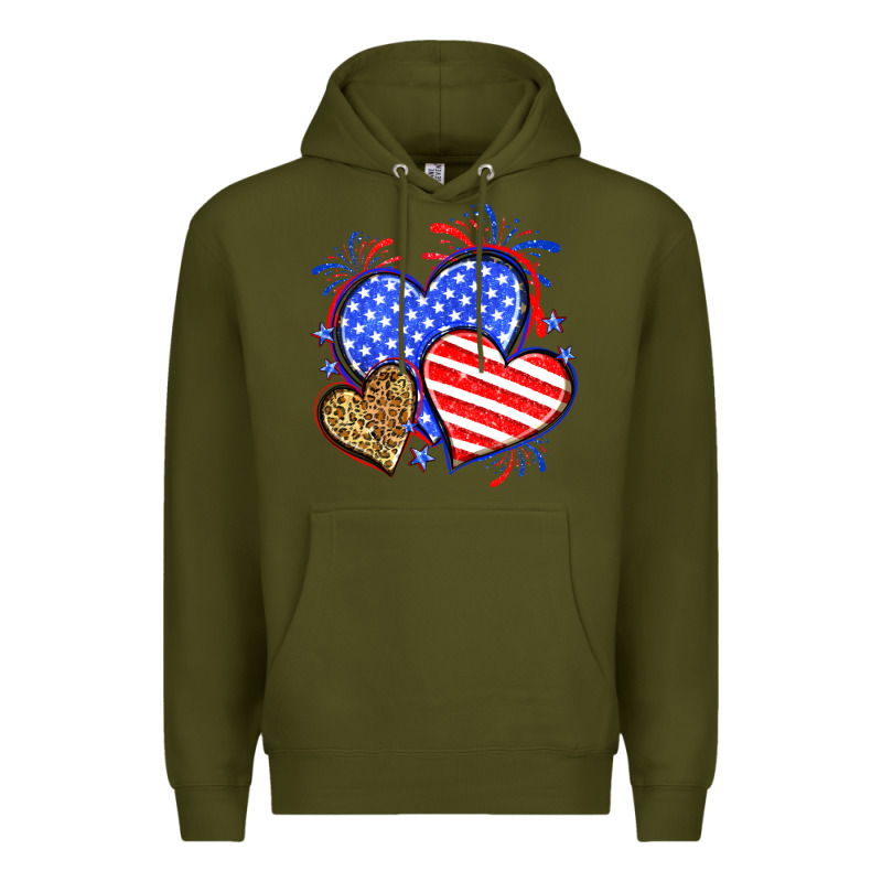 American Flag Leopard Hearts Premium Hoodie by Neo Western | Teevron