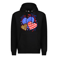 Black American flag leopard hearts Premium Hoodie - Neo Western